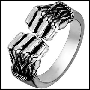 Silver Clenched fists ring one size